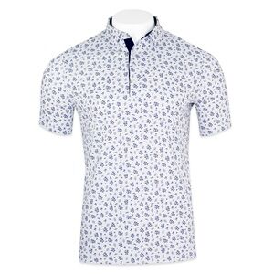 Men's Blue Floral Polo Shirt